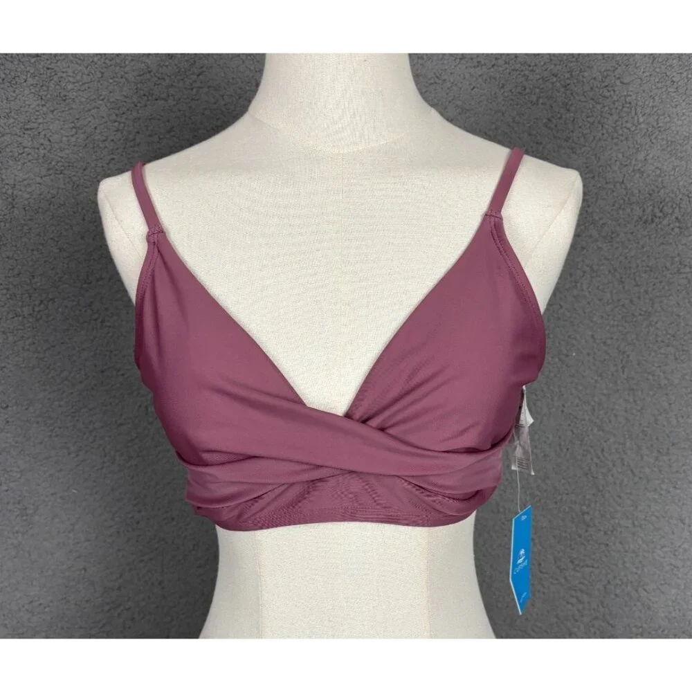 Cupshe Women's V-Neck Twist Front Bikini Top Padded Mauve Medium NWT's.